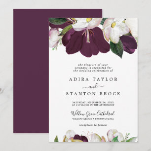 Moody Lila Blooms feierliche Hochzeit Einladung