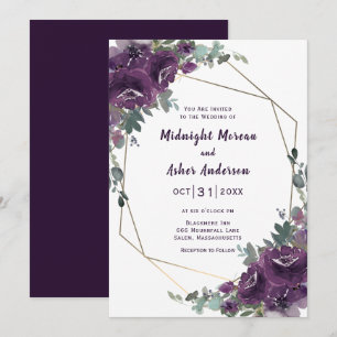 Moody Lila Blooms florale Hochzeitseinladung Einladung