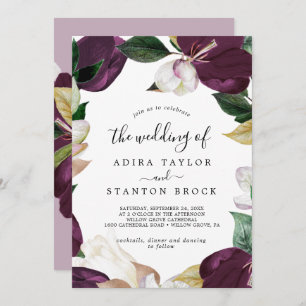 Moody Lila Blooms Lilac Back Wedding Einladung