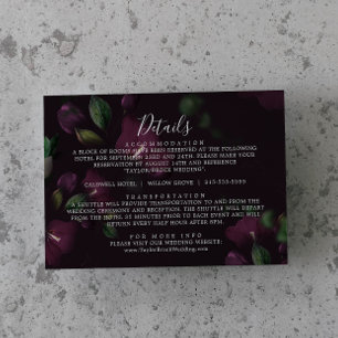 Moody Lila Blooms Muster Hochzeitdetails Begleitkarte
