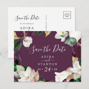 Moody Lila Blooms Plane Save the Date Postkarte