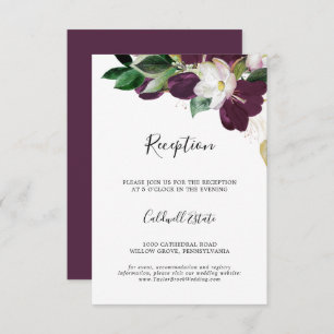 Moody Lila Blooms Wedding Reception Insert Card