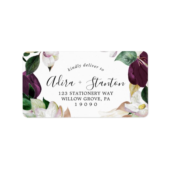 Moody Lila Blooms Wedding RSVP Address Labels Adressaufkleber (Vorne)