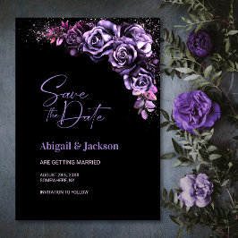 Moody Lila Floral Wedding Save the Date