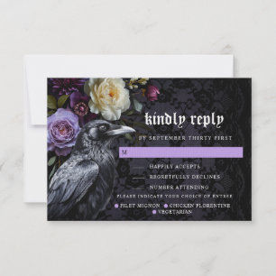 Moody Lila Gothic Garden Crow   Optionen RSVP Karte