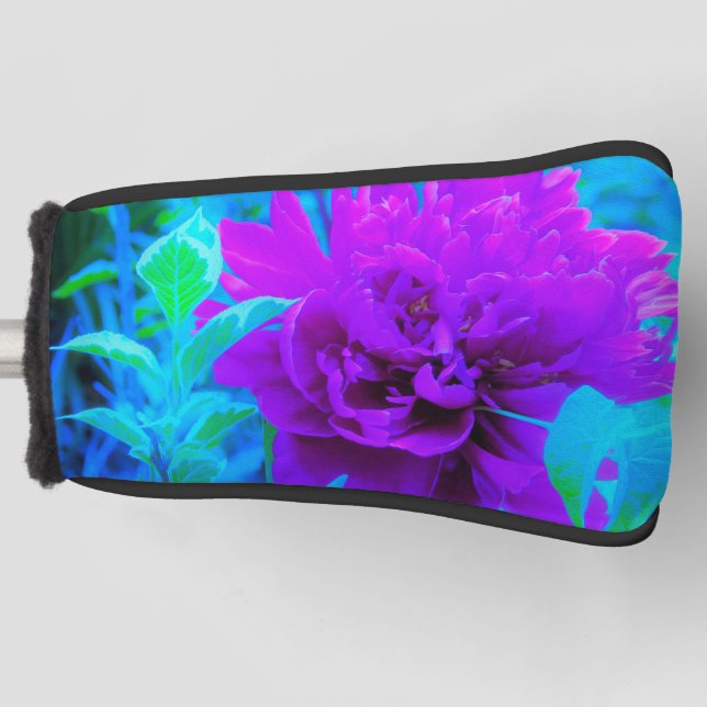 Moody Lila Peony mit Beautiful Weigela Foliage Golf Headcover (Vorderseite)