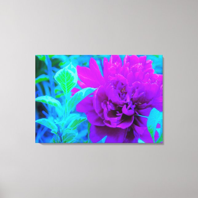 Moody Lila Peony mit Beautiful Weigela Foliage Leinwanddruck (Vorderseite)