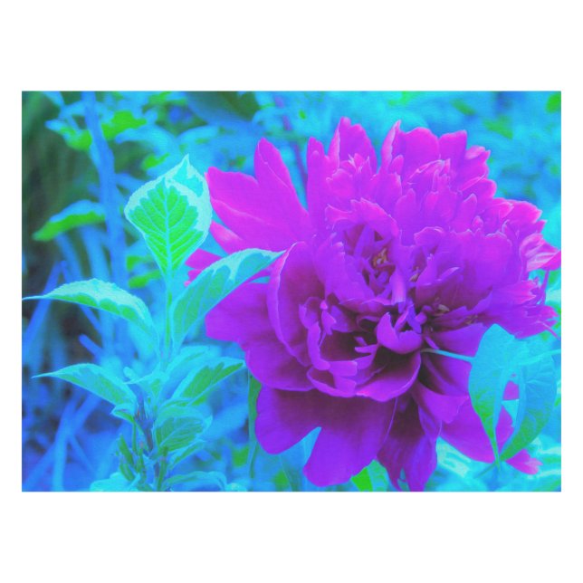 Moody Lila Peony mit Beautiful Weigela Foliage Tischdecke (Vorderseite (Horizontal))