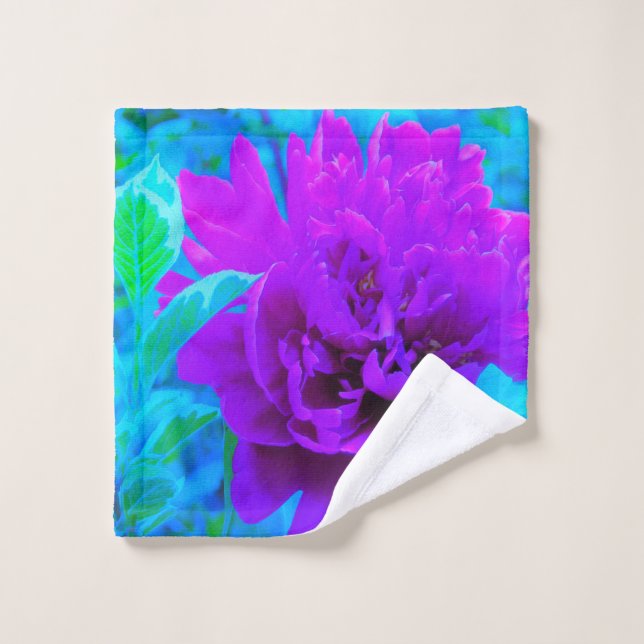 Moody Lila Peony mit Beautiful Weigela Foliage Waschlappen (Waschlappen)