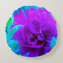 Moody Lila Peony mit schönem Foliage Rundes Kissen