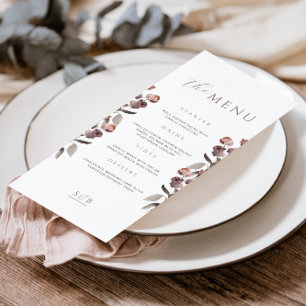 Moody Lila Rose Wedding Dinner Menu Card Menükarte