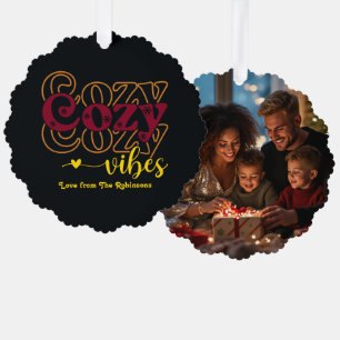 Moody Luxe Cozy Vibes Retro Weihnachtsfest Foto Ornament Karte