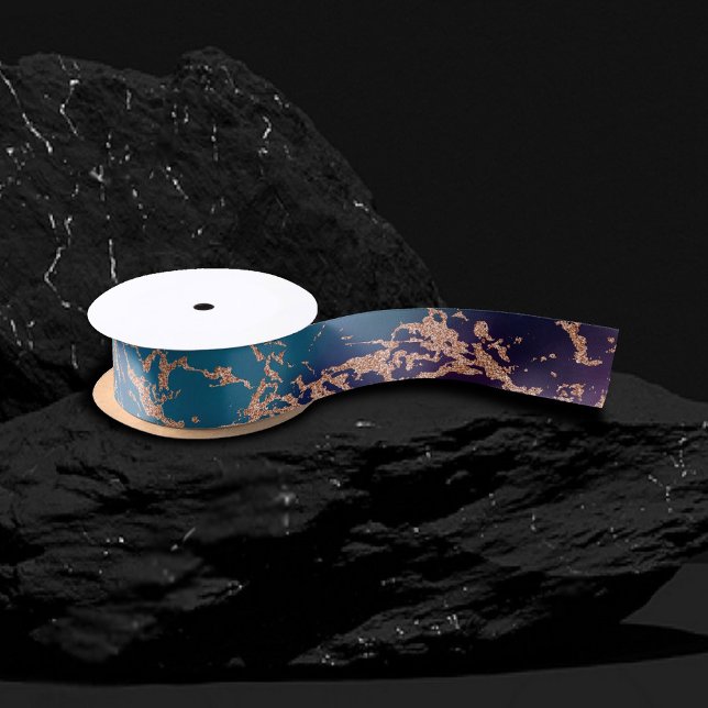 Moody Luxe Marble | Tief Lila und Aquamarine Rose  Satinband (Von Creator hochgeladen)