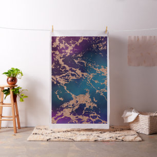 Moody Luxe Marble   Tief Lila und Aquamarine Rose  Stoff