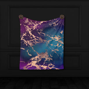 Moody Luxe Marble   Tief Lila und Aquamarine Rose  Wandteppich