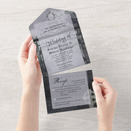 Moody Medieval All in one Wedding RSVP Einladung