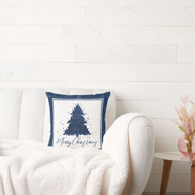 Moody Merry Christmas | Classy Dark Navy Blue Tree Kissen (Liege)
