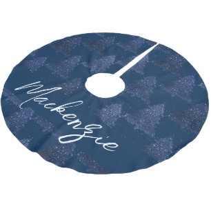 Moody Merry Christmas   Classy Dark Navy Blue Tree Polyester Weihnachtsbaumdecke