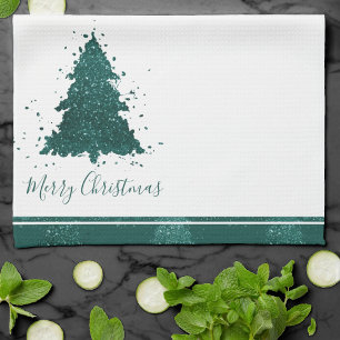Moody Merry Christmas   Dark Midnight Aquamarin Tr Geschirrtuch
