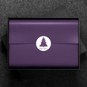 Moody Merry Christmas   Deep Plum Lila Custom Runder Aufkleber