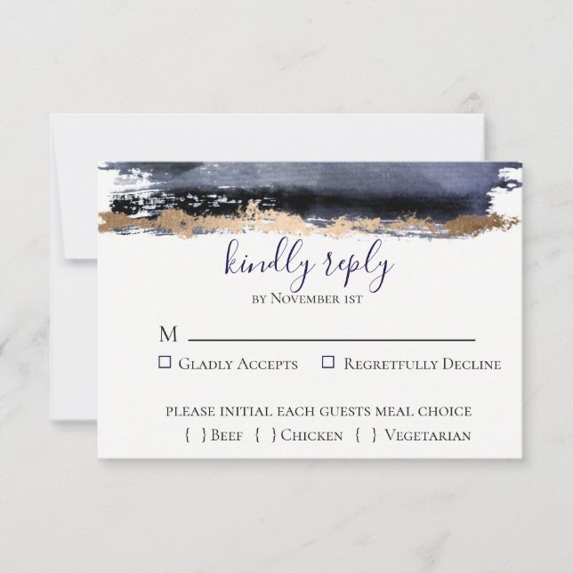 Moody Midnight Wedding RSVP Card (Vorderseite)