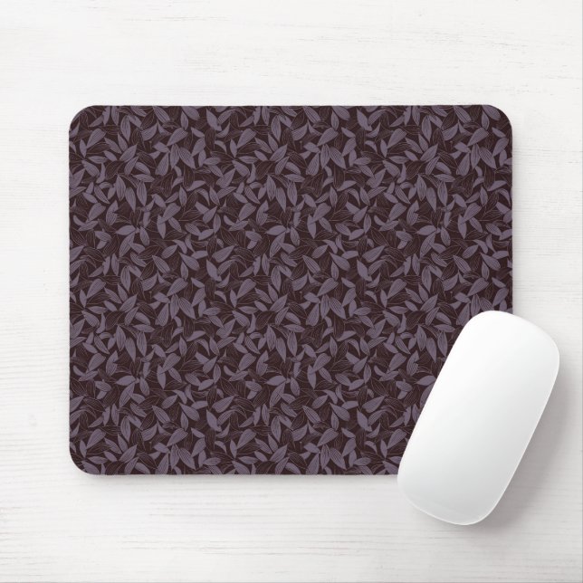 Moody Modern Chic Botanical Leaf Dark Lila Mousepad (Mit Mouse)