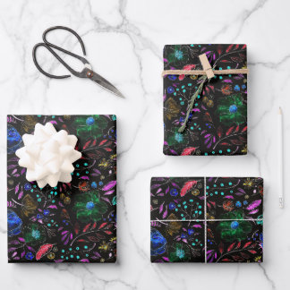 Moody Modern Winter Botanische Weihnachtsblume Geschenkpapier Set