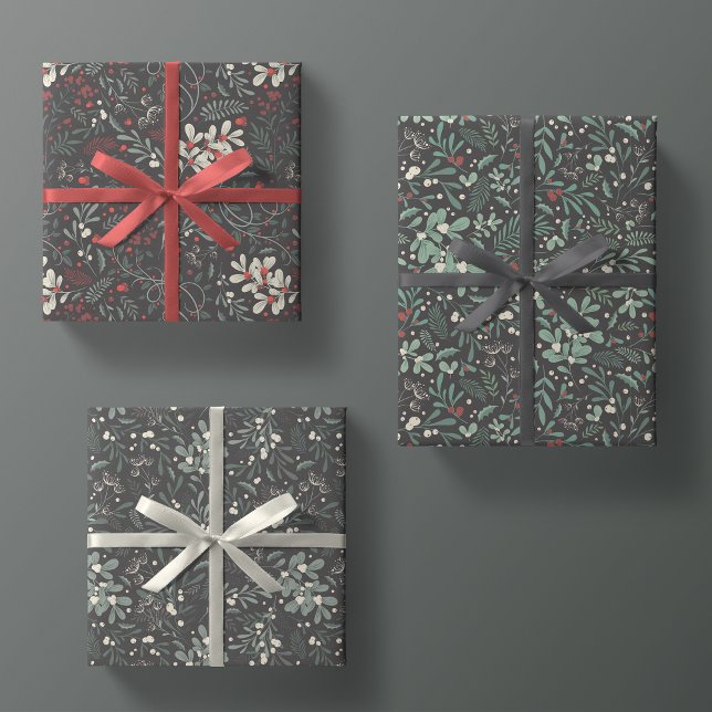 Moody Modern Winter Botanische Weihnachtsblume Geschenkpapier Set (Von Creator hochgeladen)