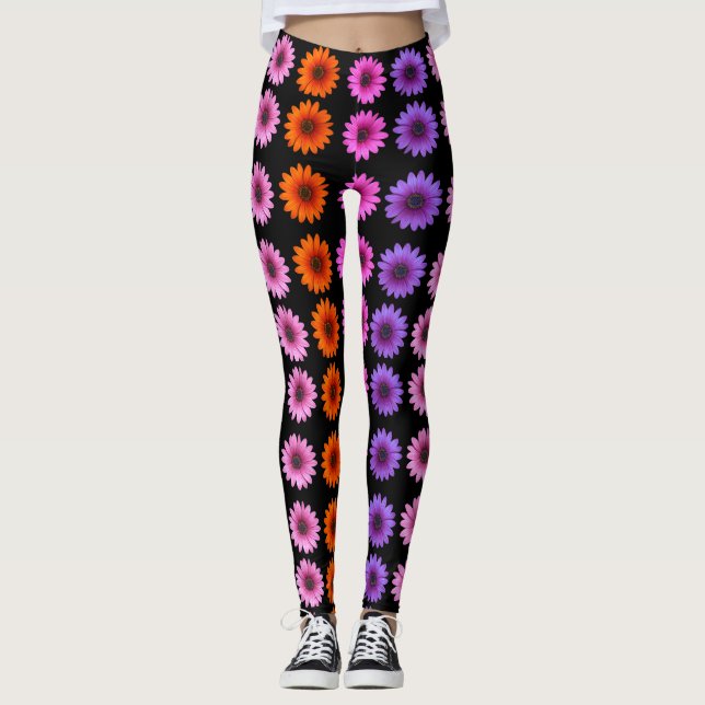 Moody Modern Winter Botanische Weihnachtsschwarz Leggings (Vorderseite)