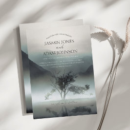 Moody Mountain Dark Aesthetic Woodland Wedding Einladung