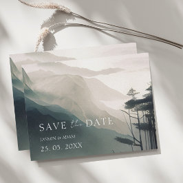 Moody Mountain Dark Aesthetic Woodland Wedding Postkarte