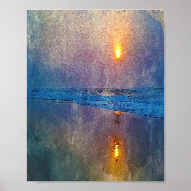 Moody muffiger Sonnenaufgang am Meer Poster (Vorne)