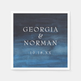 Moody Navy Blue Watercolor Wedding Serviette