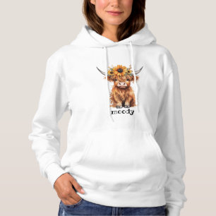 Moody niedliche, lustige Hochlandkuhsonne Hoodie