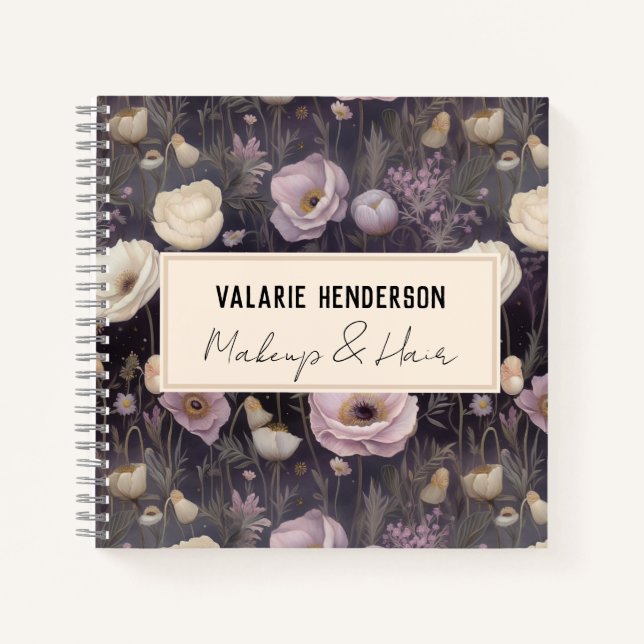 Moody Night Floral Business Spiral Notebook Notizbuch (Vorderseite)