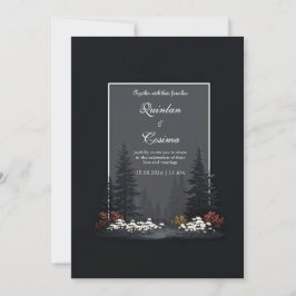 Moody Nordic Forest Wildflower Wedding Einladung