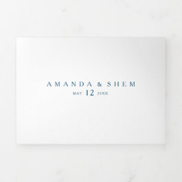 Moody Ocean Watercolor Hochzeit in einem Dreifach Dreifach Gefaltete Einladung