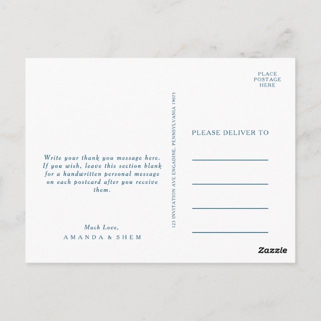 Moody Ocean Watercolor Wedding Danke Postcard Postkarte (Rückseite)