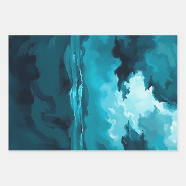 Moody Ocean Waves Under Stormy Sky – Abstract Seas Geschenkpapier Set (Vorderseite)