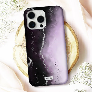 Moody Ombre Lila Gradient Trendy Mit Monogramm iPhone 16 Pro Hülle