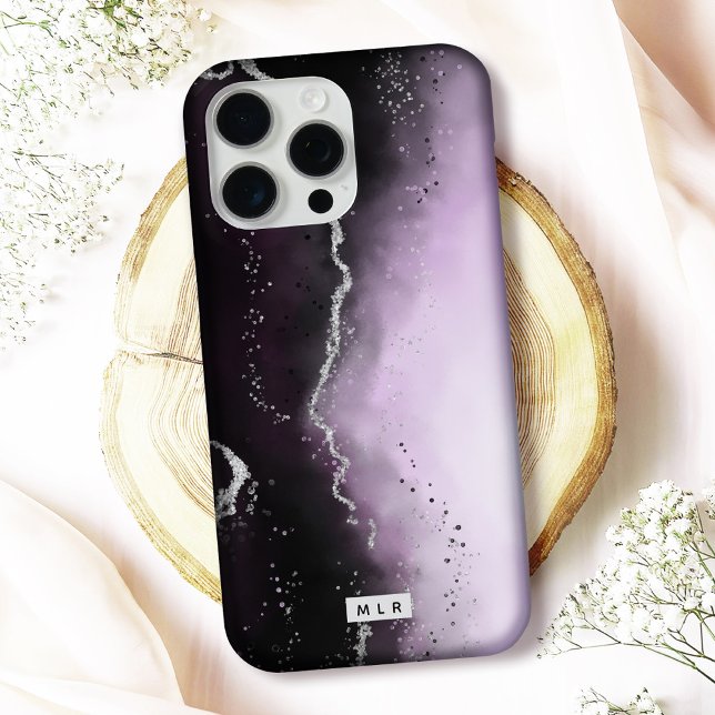 Moody Ombre Lila Gradient Trendy Mit Monogramm Case-Mate iPhone Hülle (Protect your phone in style with this elegant "Ethereal Mist" monogrammed iPhone case)