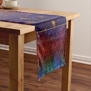 Moody Ombre   Psychedelische Grunge Gold Stardust Kurzer Tischläufer