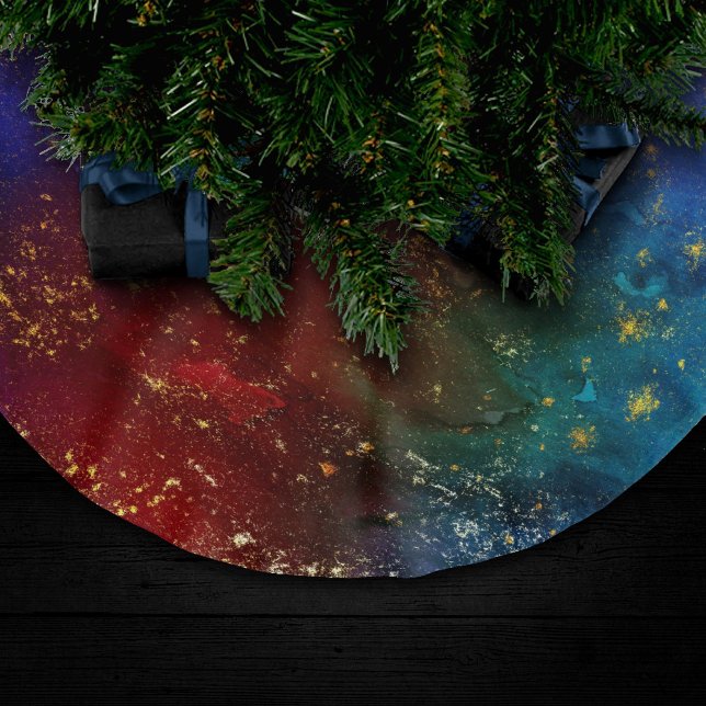 Moody Ombre | Psychedelische Grunge Gold Stardust Polyester Weihnachtsbaumdecke (Von Creator hochgeladen)