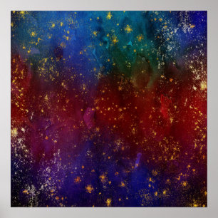 Moody Ombre   Psychedelische Grunge Gold Stardust Poster