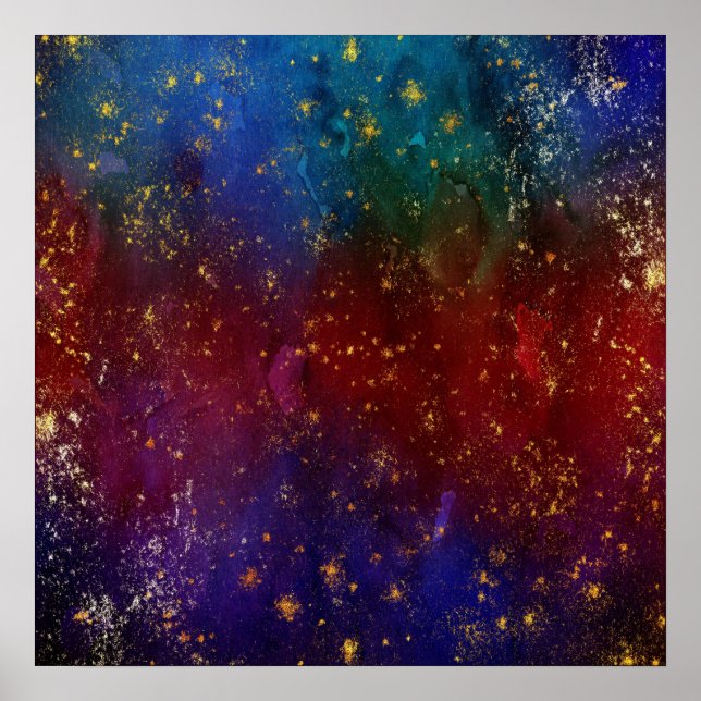 Moody Ombre | Psychedelische Grunge Gold Stardust Poster (Vorne)