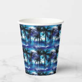 Moody Palms - Blue Lila Tropical Beach Tasse Pappbecher