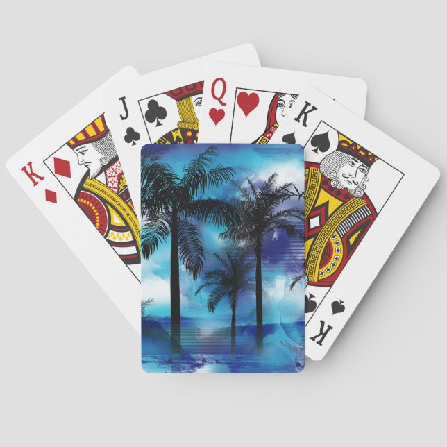 Moody Palms - Blue Lila Tropical Thermal Tumbler Spielkarten (Rückseite)