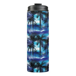 Moody Palms - Blue Lila Tropical Thermal Tumbler Thermosbecher
