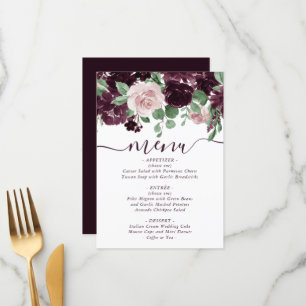 Moody Passion Dramatic Purple Floral Garland Menükarte