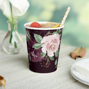 Moody Passion Dramatischer Lila Wein Rose Garlan Pappbecher